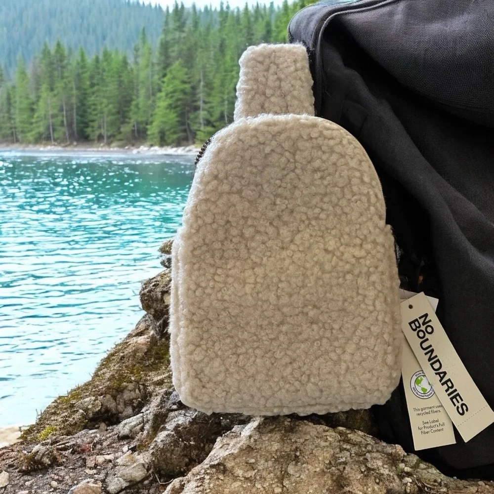 No Boundaries Soft Faux Sherpa‎ Kid's Sling Backpack Eco Friendly NWT